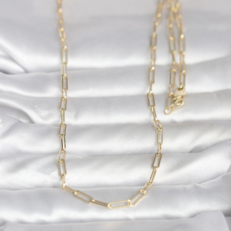 CM 14K Gold Renk Ataç Zincirli Model 60 cm Kadın Kolye