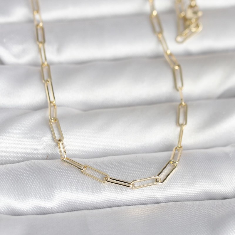 CM 14K Gold Renk Ataç Zincirli Model 60 cm Kadın Kolye