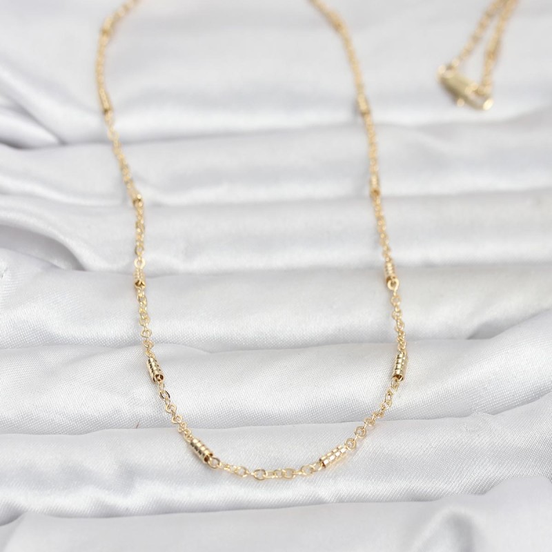 CM 14K Gold Renk Bar Zincir Model 60 cm Kadın Kolye