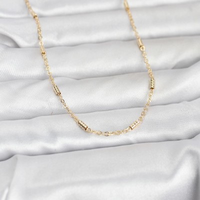 CM 14K Gold Renk Bar Zincir Model 60 cm Kadın Kolye