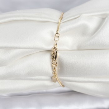 CM 14K Gold Renk Barlı Yılan Zincir Model Kadın Bileklik