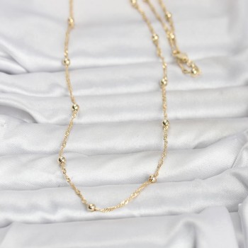 CM 14K Gold Renk Burgu ve Top Zincirli Model 60 cm Kadın Kolye