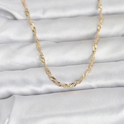 CM 14K Gold Renk Burgu Yassı Model 60 cm Kadın Kolye