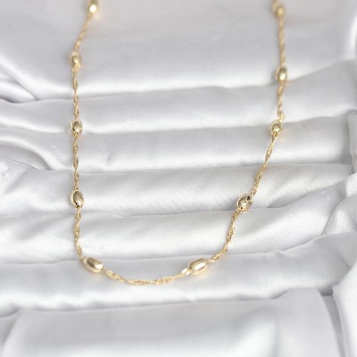 CM 14K Gold Renk Burgu Zincirli Damla Topçuk Model 45 cm Kadın Kolye