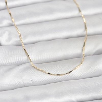 CM 14K Gold Renk Çubuk Kesme Zincir Model 60 cm Kadın Kolye