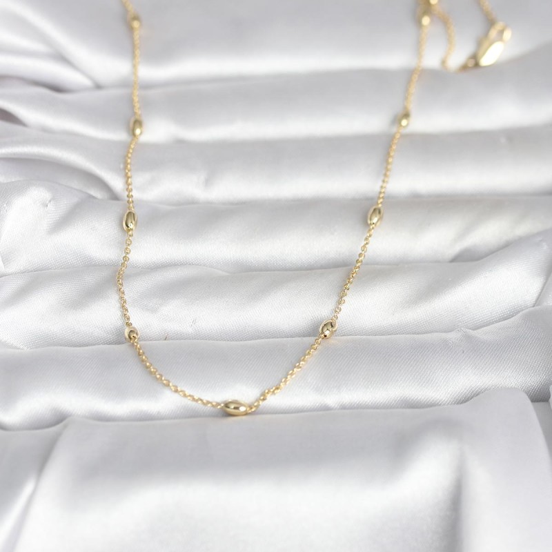 CM 14K Gold Renk Damla Topçuk Model Zincirli 60 cm Kadın Kolye