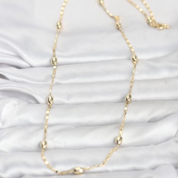 CM 14K Gold Renk Damla Topçuklu Zincir Model 60 cm Kadın Kolye