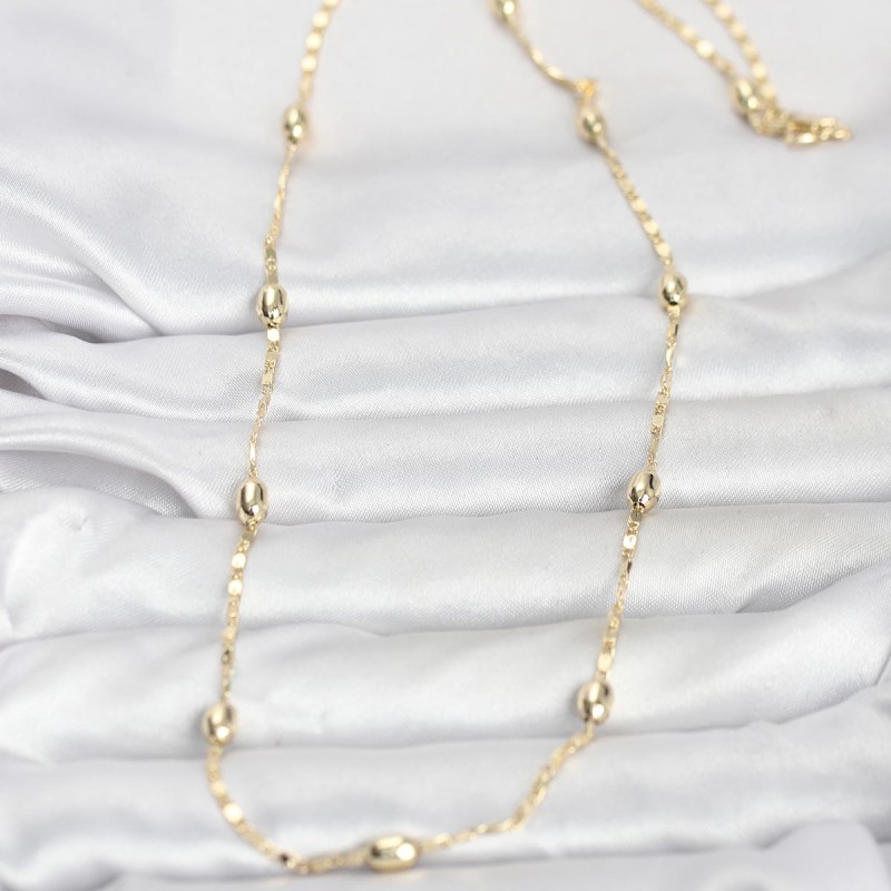 CM 14K Gold Renk Damla Topçuklu Zincir Model 60 cm Kadın Kolye