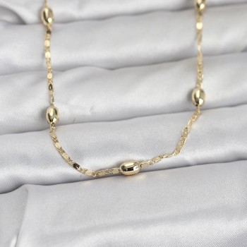 CM 14K Gold Renk Damla Topçuklu Zincir Model 60 cm Kadın Kolye