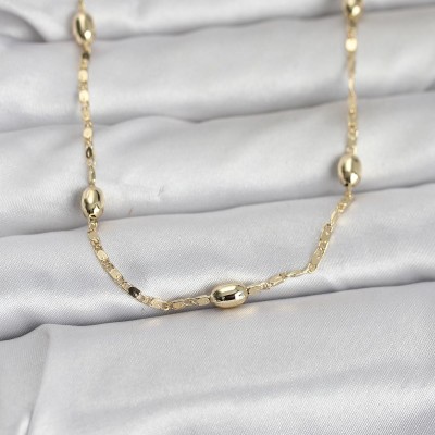 CM 14K Gold Renk Damla Topçuklu Zincir Model 60 cm Kadın Kolye