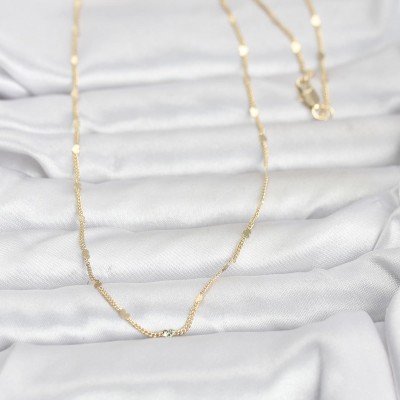 CM 14K Gold Renk Ezme Kalp Detaylı 60 cm Zincir Kadın Kolye