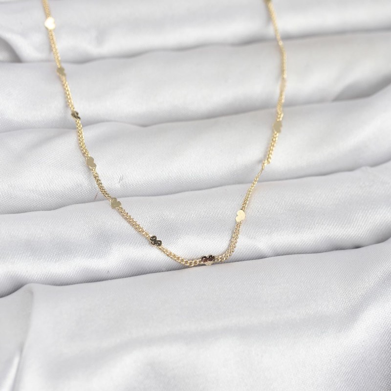 CM 14K Gold Renk Ezme Kalp Detaylı 60 cm Zincir Kadın Kolye
