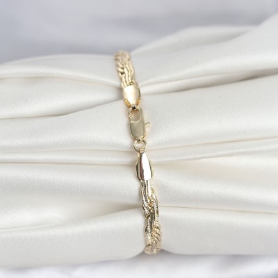 CM 14K Gold Renk Ezme Sarmal Zincir Model Kadın Bileklik