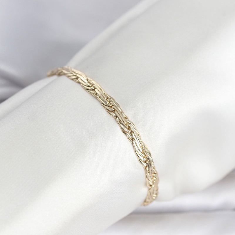 CM 14K Gold Renk Ezme Sarmal Zincir Model Kadın Bileklik