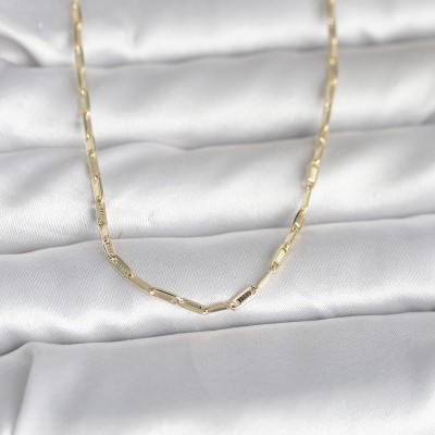 CM 14K Gold Renk İnce Ataç Zincir Model 60 cm Kadın Kolye