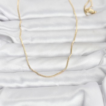 CM 14K Gold Renk İnce Kare Zincirli Model 60 cm Kadın Kolye