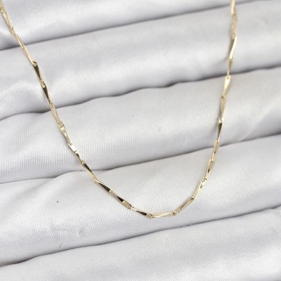 CM 14K Gold Renk İnce Kesim Çubuk Model Zincir Kadın Kolye