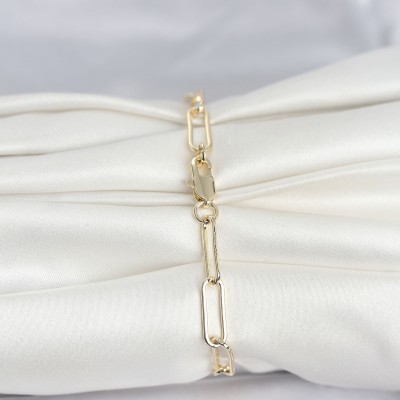 CM 14K Gold Renk Kalın Ataç Zincir Model Kadın Bileklik