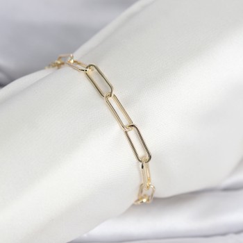 CM 14K Gold Renk Kalın Ataç Zincir Model Kadın Bileklik