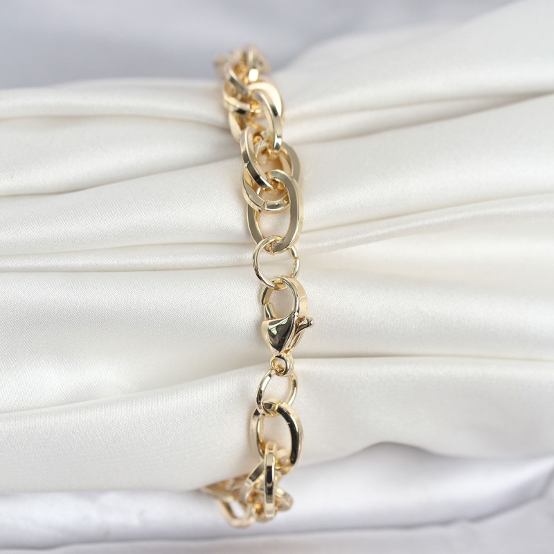 CM 14K Gold Renk Kalın Burgu Zincirli Model Kadın Bileklik