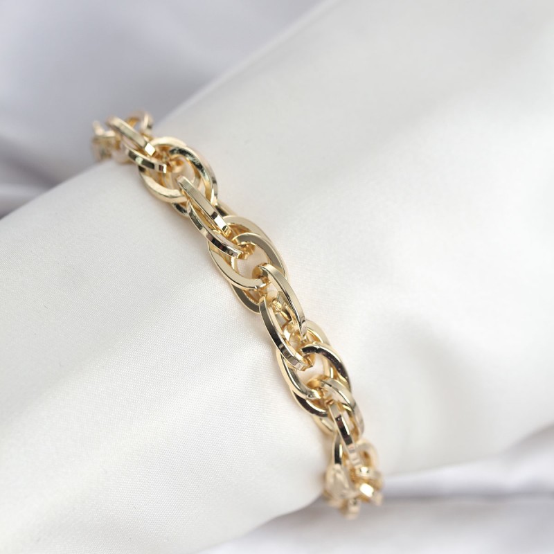 CM 14K Gold Renk Kalın Burgu Zincirli Model Kadın Bileklik