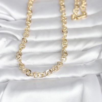CM 14K Gold Renk Kalın Halka Zincirli 60 cm Kadın Kolye