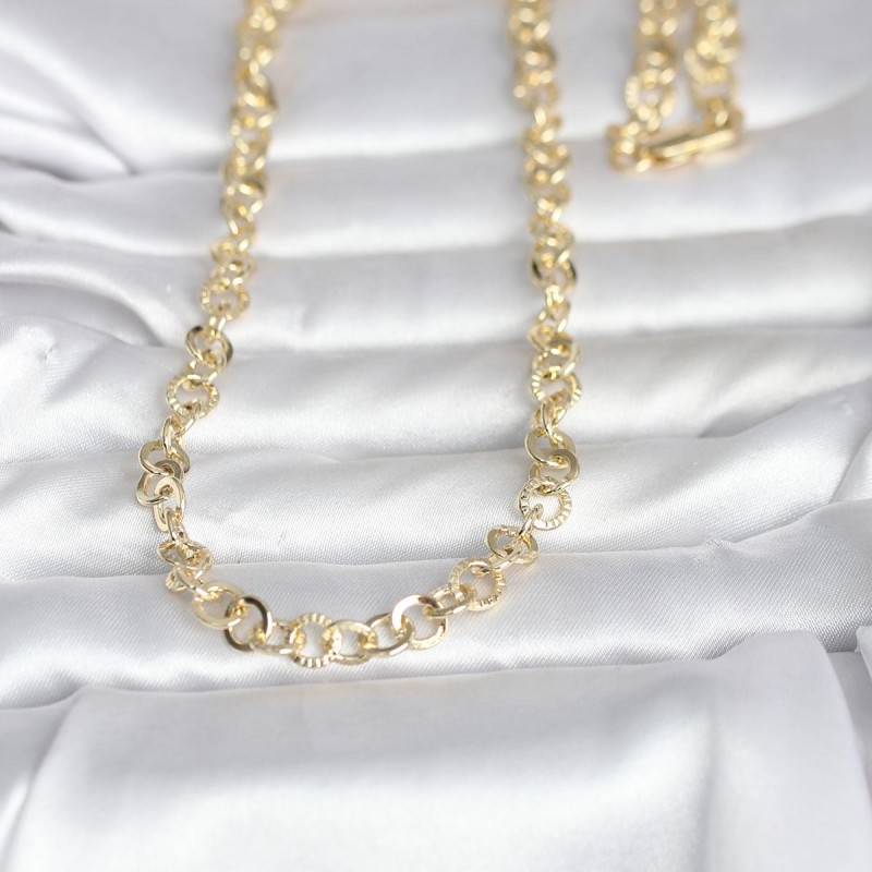 CM 14K Gold Renk Kalın Halka Zincirli 60 cm Kadın Kolye