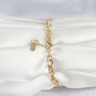 CM 14K Gold Renk Kalın Zincir Model Kadın Bileklik