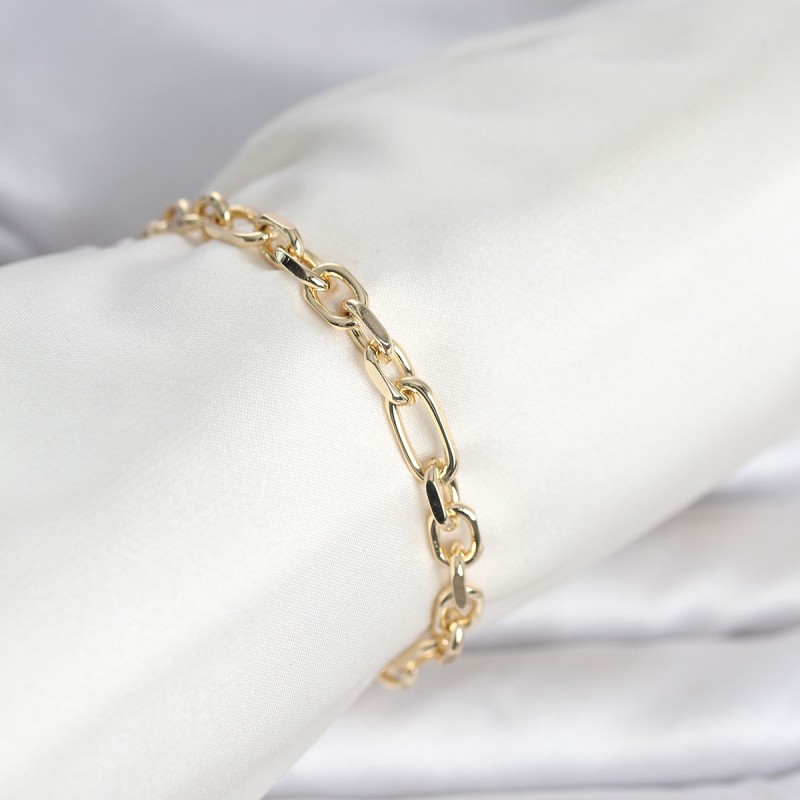 CM 14K Gold Renk Kalın Zincir Model Kadın Bileklik