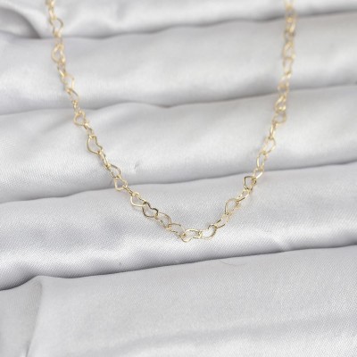 CM 14K Gold Renk Kalp Zincirli 60 cm Kadın Kolye