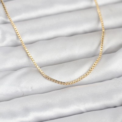 CM 14K Gold Renk Kare Zincirli Model 60 cm Kadın Kolye