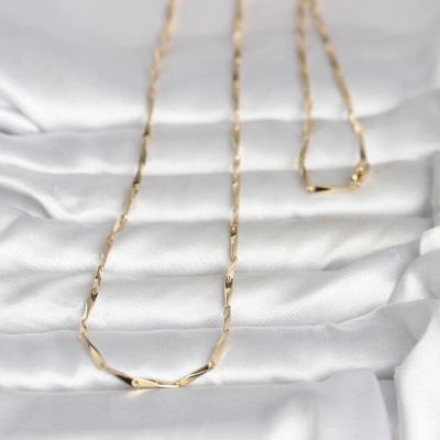 CM 14K Gold Renk Kesme Çubuk Zincirli Model 60 cm Kadın Kolye