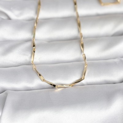 CM 14K Gold Renk Kesme Çubuk Zincirli Model 60 cm Kadın Kolye