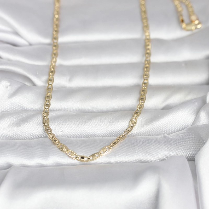 CM 14K Gold Renk Lazer Kesim Zincirli Model 60 cm Kadın Kolye