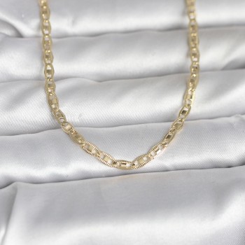 CM 14K Gold Renk Lazer Kesim Zincirli Model 60 cm Kadın Kolye