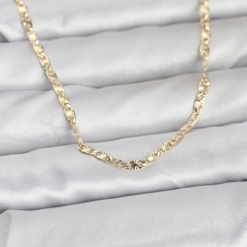 CM 14K Gold Renk Lazer Zincirli Model 60 cm Kadın Kolye