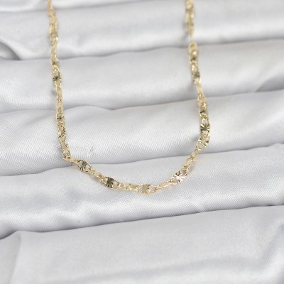 CM 14K Gold Renk Lazerli Gemici Zincir Model 60 cm Kadın Kolye