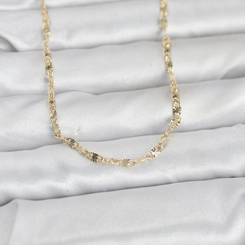 CM 14K Gold Renk Lazerli Gemici Zincir Model 60 cm Kadın Kolye