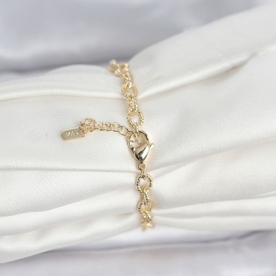 CM 14K Gold Renk Lazerli Halka Model Kadın Bileklik