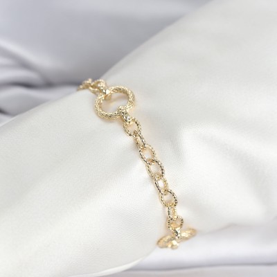 CM 14K Gold Renk Lazerli Halka Model Kadın Bileklik