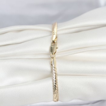 CM 14K Gold Renk Lazerli Yassı Zincir Model Kadın Bileklik