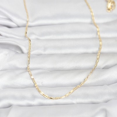 CM 14K Gold Renk Lazerli Zincir Model 60 cm Kadın Kolye