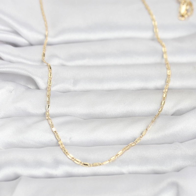 CM 14K Gold Renk Lazerli Zincir Model 60 cm Kadın Kolye