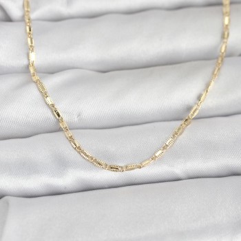 CM 14K Gold Renk Lazerli Zincir Model 60 cm Kadın Kolye