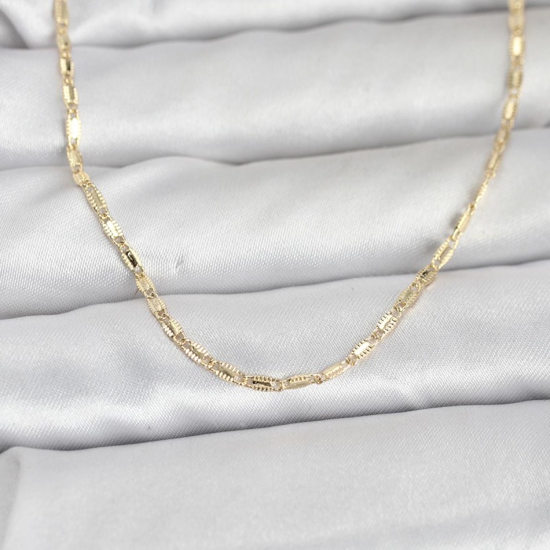 CM 14K Gold Renk Lazerli Zincir Model 60 cm Kadın Kolye