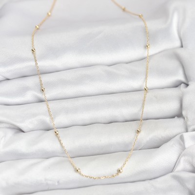 CM 14K Gold Renk Minik Top Zincirli Kadın Kolye