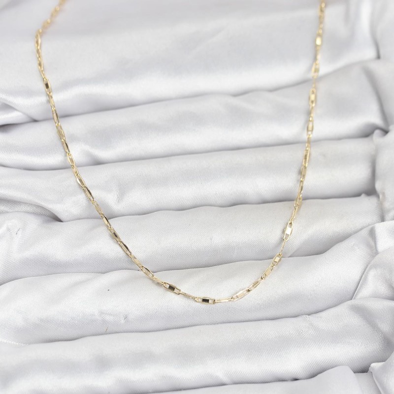 CM 14K Gold Renk Pirinç Ataç Zincir 60 cm Kadın Kolye