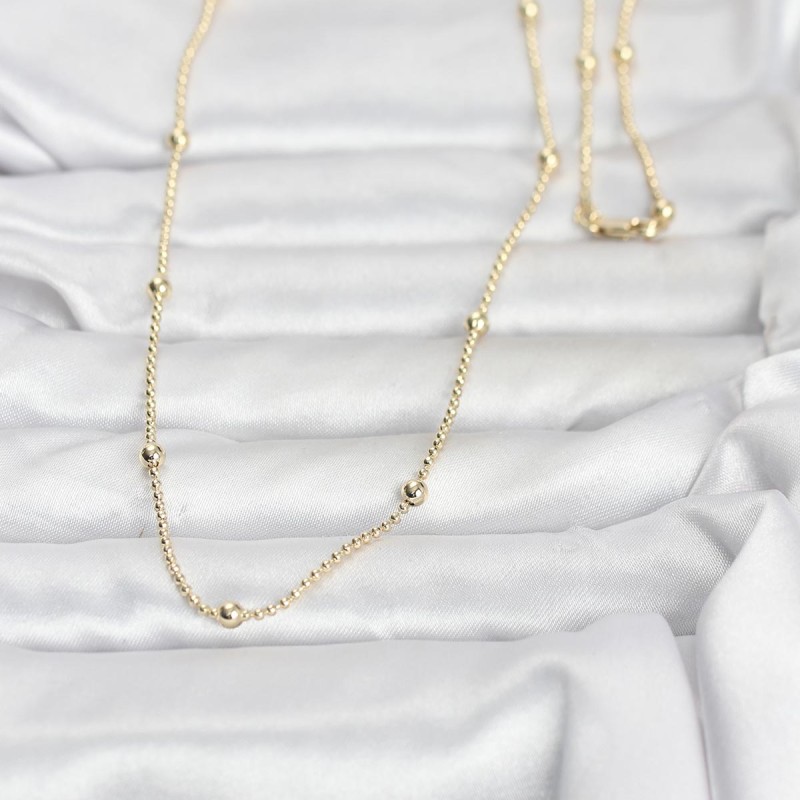 CM 14K Gold Renk Top Zincir 60 cm Kadın Kolye