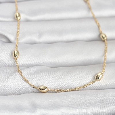 CM 14K Gold Renk Topçuklu Burgu Zincir Model 60 cm Kadın Kolye