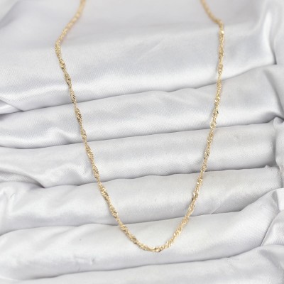 CM 14K Gold Renk Yassı Burgulu Model Kadın Kolye